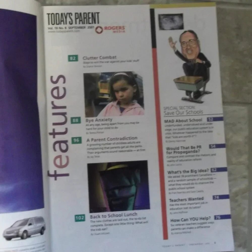 2/$25 Today's Parent Canada's Parenting Magazine Sept 2001 VOL 18 No 8 Vintage - Picture 2 of 4